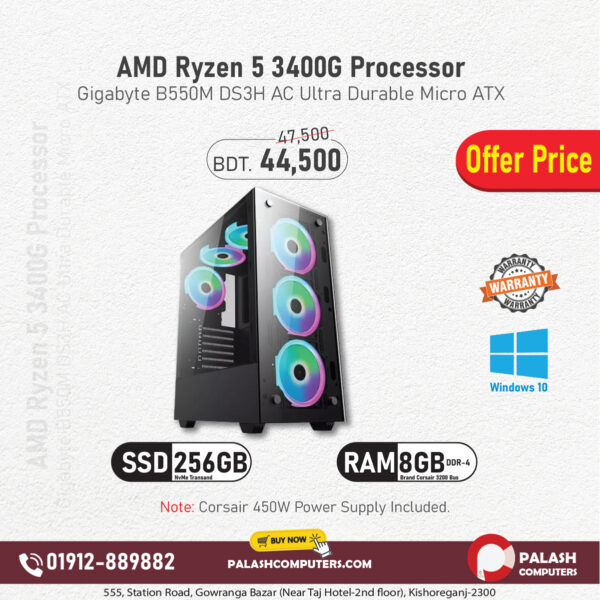 AMD Ryzen 5 3400G Processor with Gigabyte GA-A320M-S2H AMD Micro
