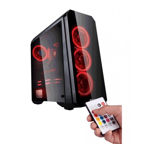 VALUE-TOP VT-760RGB CRYSTAL TEMPERED GLASS FULL TOWER RED LED ATX CASING